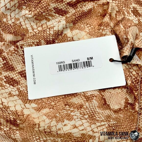 VITAMIN A SWIM REMY RASHGUARD SAND SNAKESKIN PRINT LONG SLEEVE SURF SHIRT CROP - Picture 8 of 16